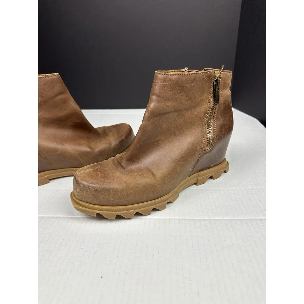 Sorel Joan Arctic Wedge III Chelsea Boots Women's 10.5 Brown Leather Round Toe